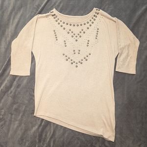 INC International Concepts Asymmetrical 3/4 Sleeve Top, Size Medium